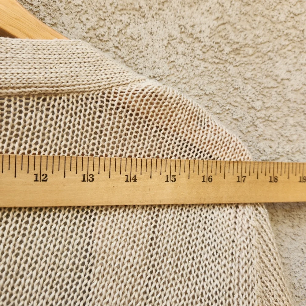 CHICO'S Women's Cardigan Beige Extra Large Linen Loose Knit Minimalist - Picture 6 of 8